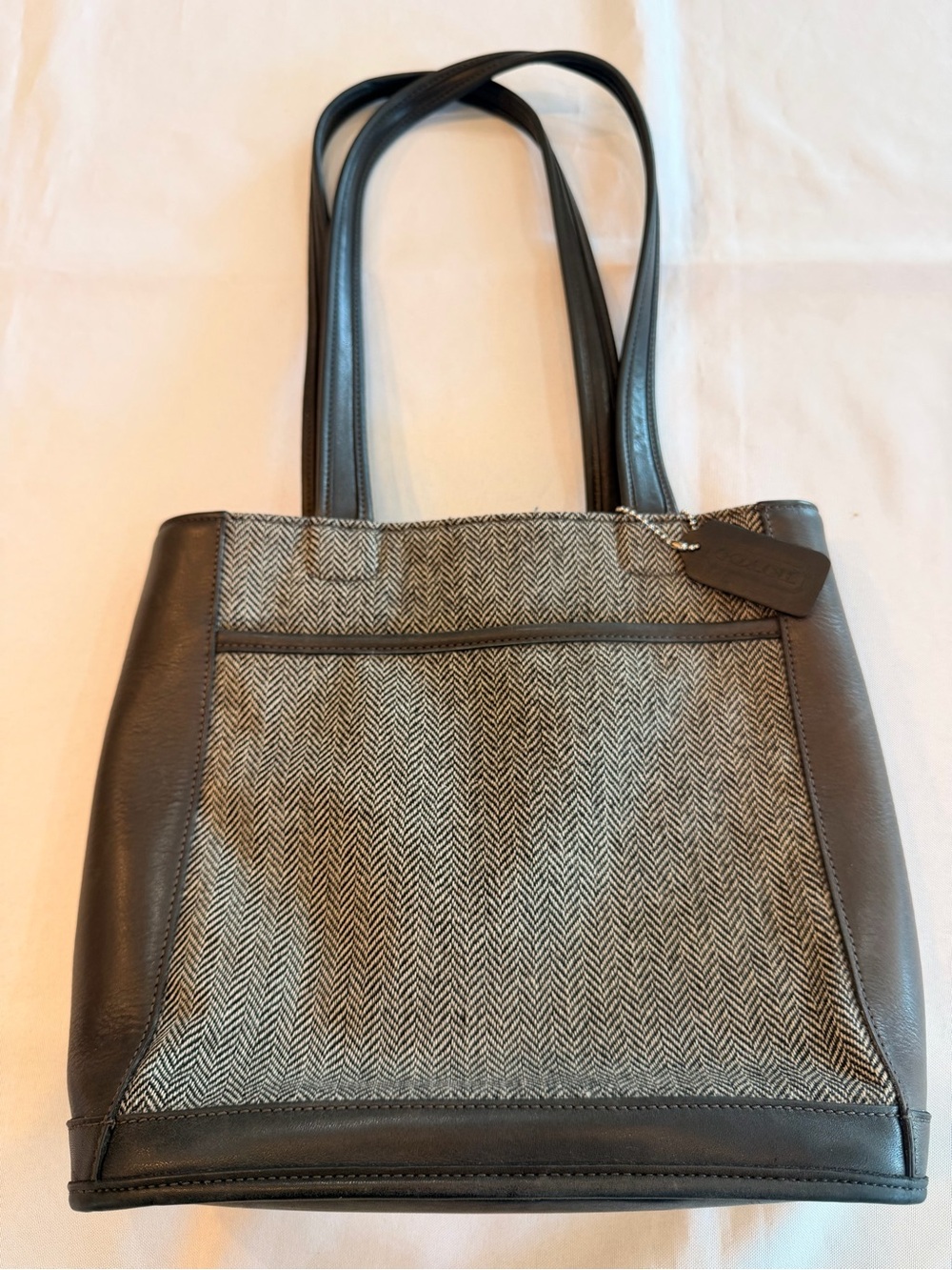 Vintage Coach Bleecker Tweed Houndstooth Bucket Bag No 6127